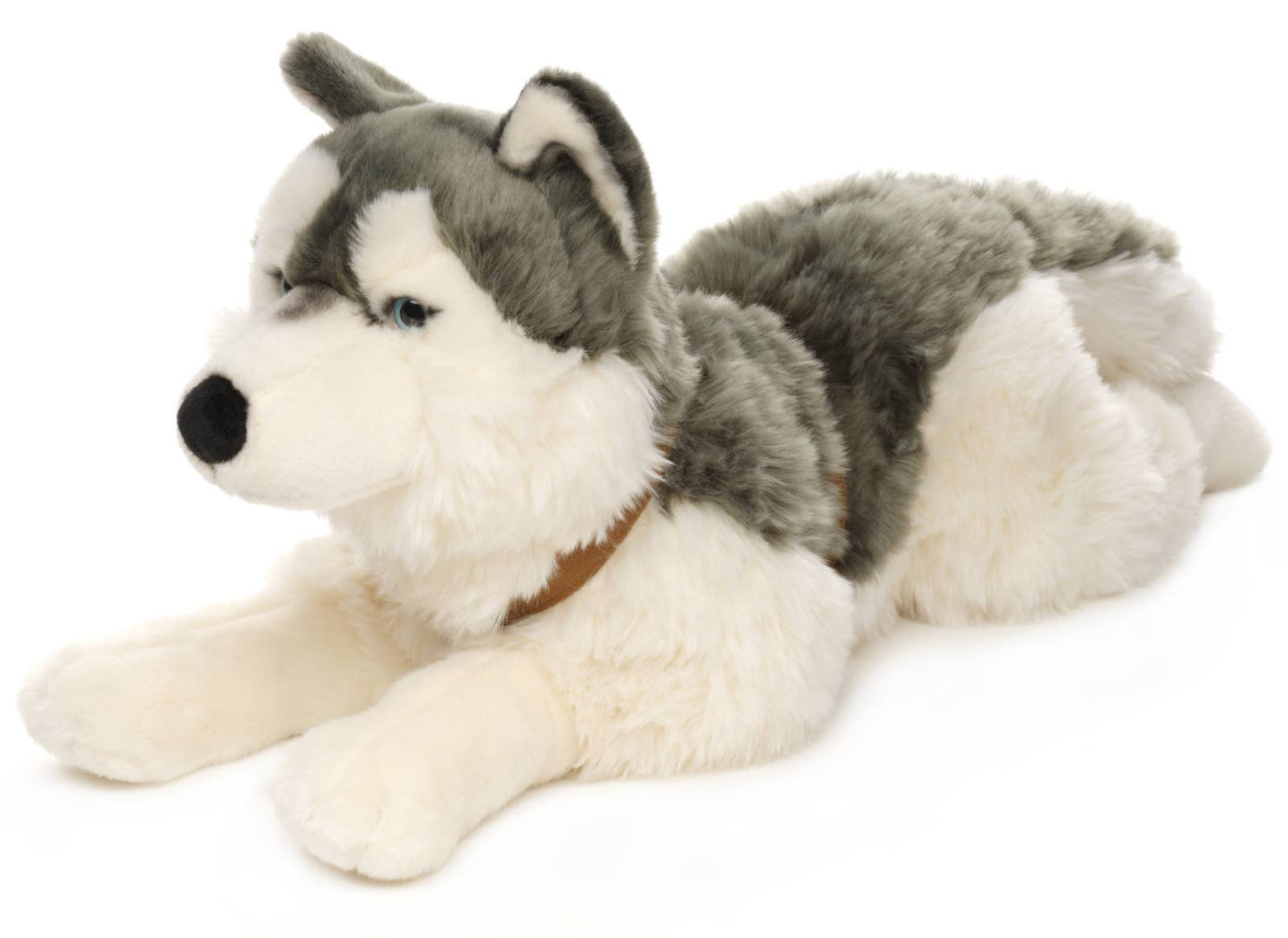 Peluche de husky, acostado (con arnés)