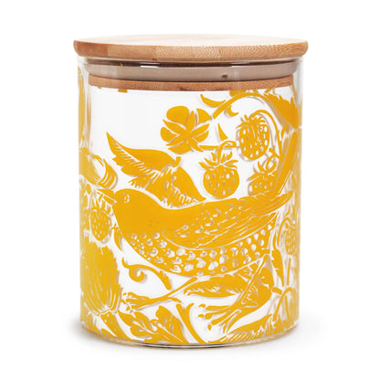 Recipiente para armazenamento de alimentos em vidro amarelo marmelo William Morris