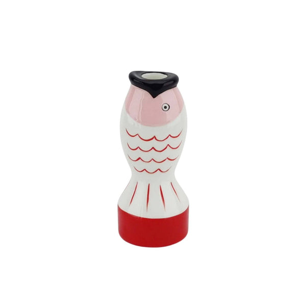 Candelabro - Pez - Rojo/Blanco/Rosa - 7x7x16,5 cm