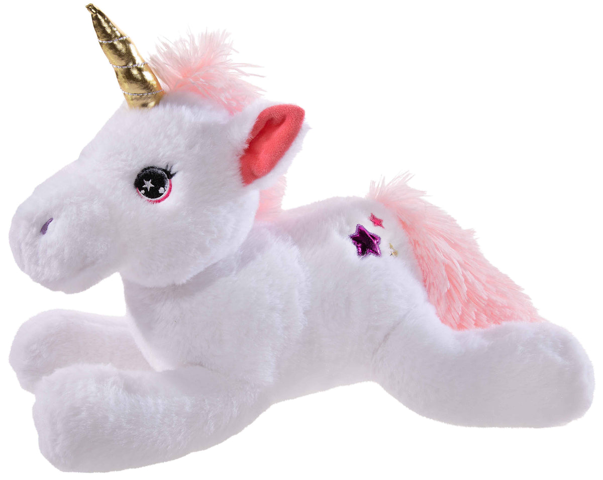 White lying unicorn L plush toy - 40 cm