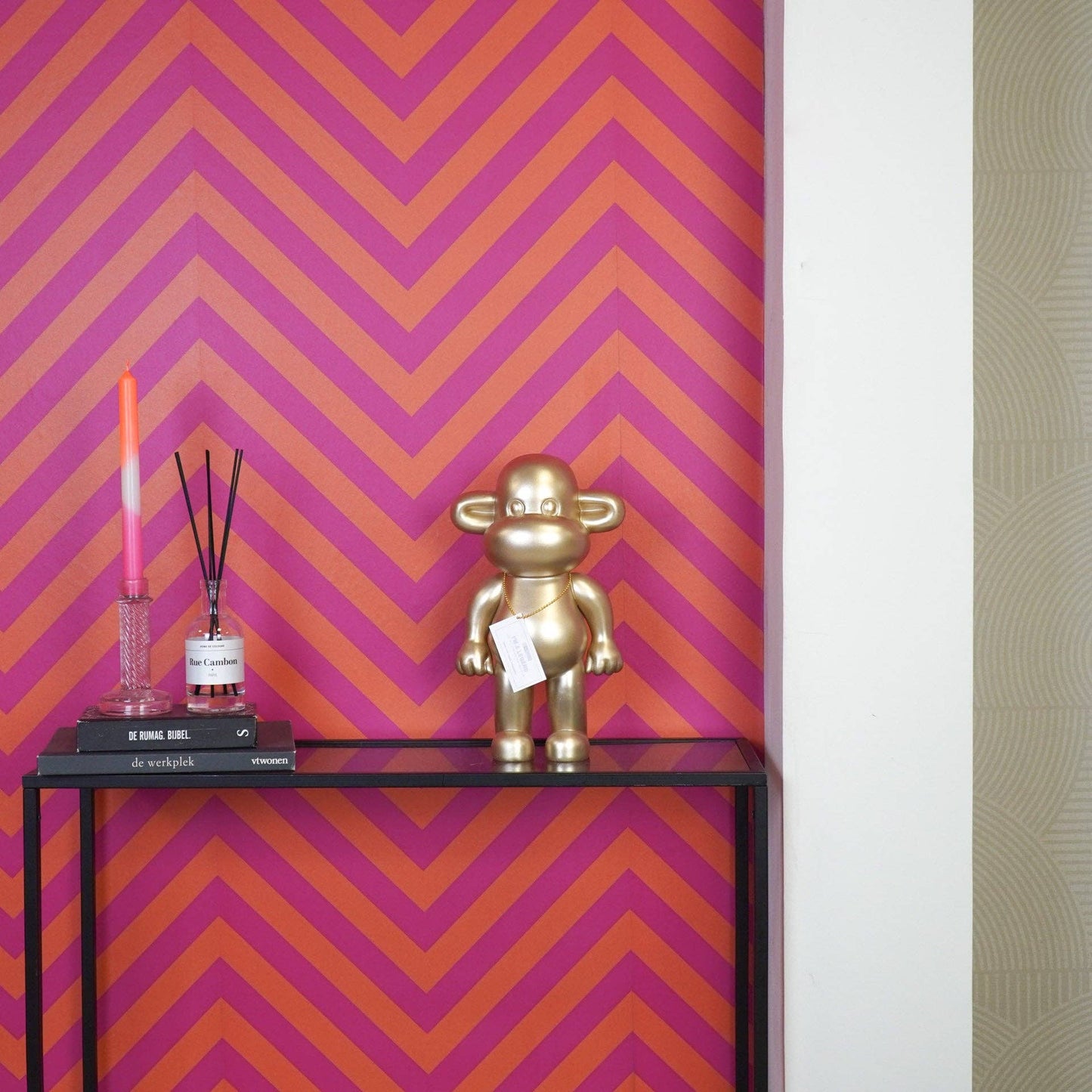 Adorno - Figura de mono 'La Leyenda' - Resina - Dorado - 20,5 x 13,5 x 35 cm