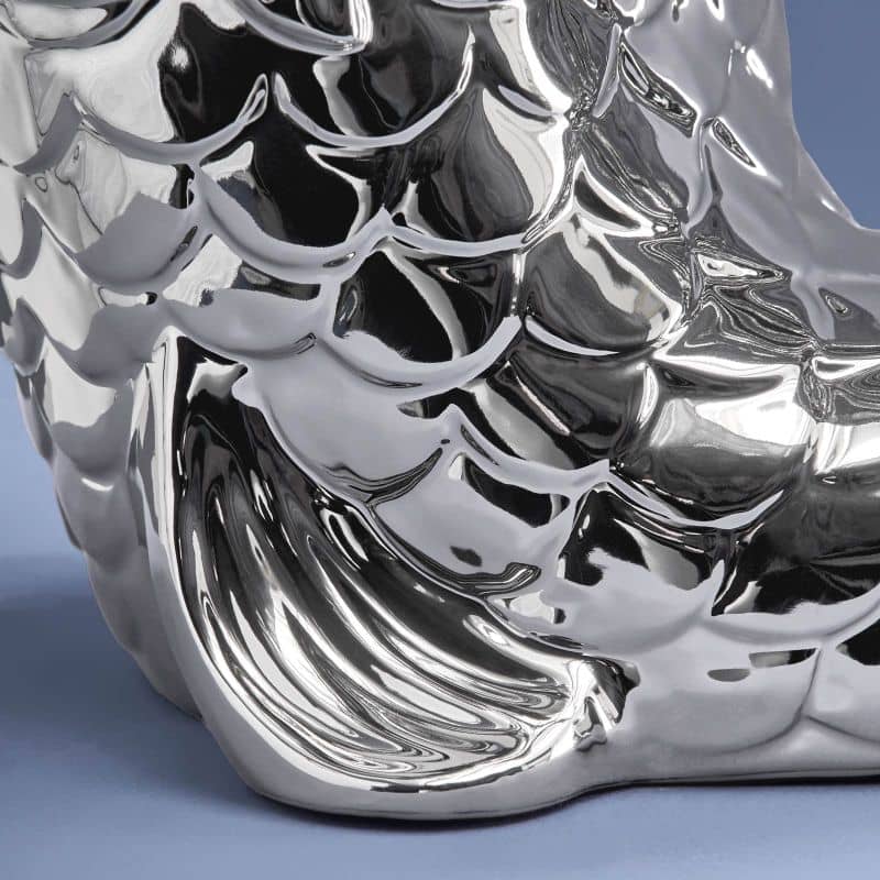 Escultura/jarrón de pez Blubb, gres plateado