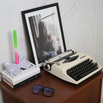 Bougeoir - Nœud - Céramique - Lilas - 18x9x7 cm