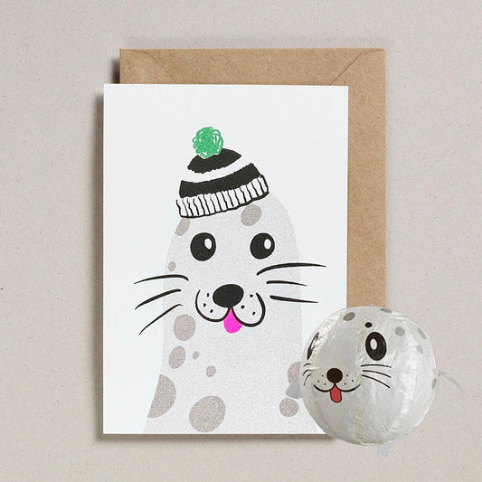Carte avec Ballon Japonais en Papier - Phoque