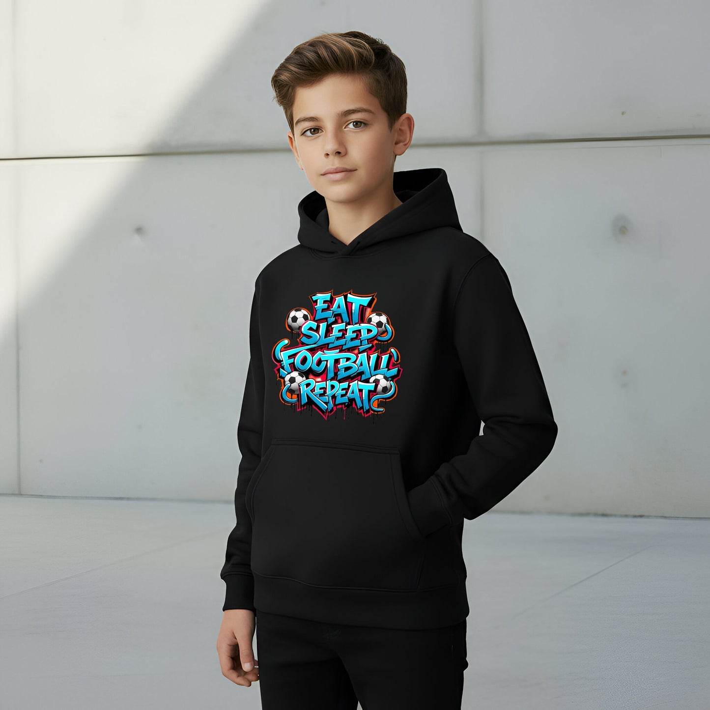 Fringoo gamer Sweat à capuche noir garçon Cotton Rich Soft Hooded Sweatshirt- EatFootball noir