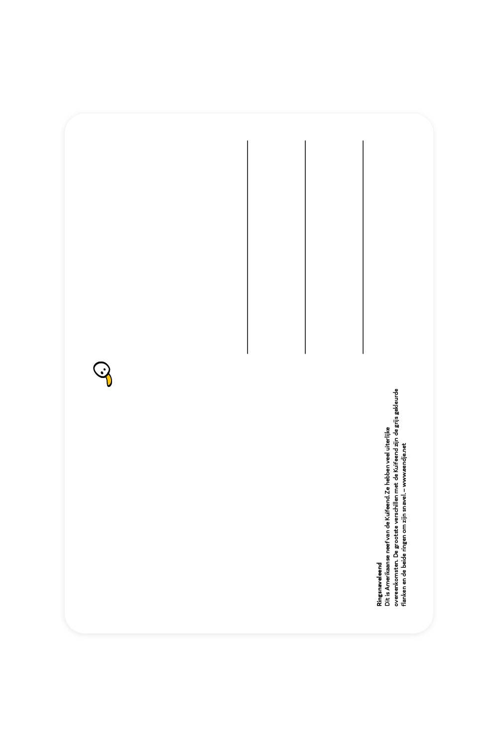 Postal con pato y judías en forma de anillo