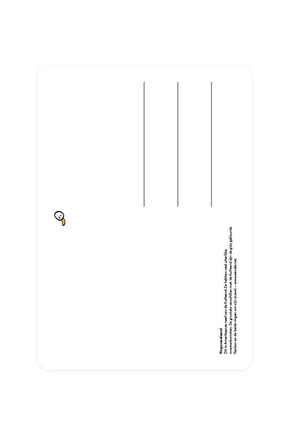 Postal con pato y judías en forma de anillo