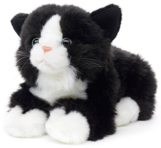 Peluche sonore Chat couché (noir et blanc)