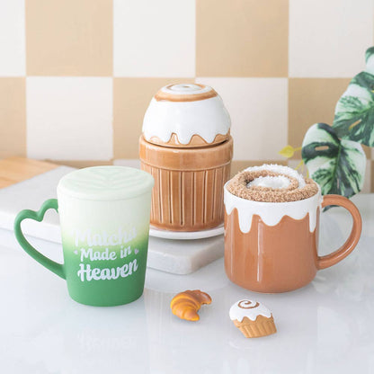 "Matcha Made in Heaven" mug with lid that doubles as a coaster