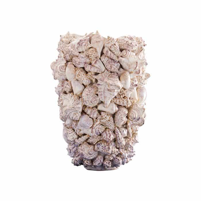 Jarrón de conchas marinas, gres natural L