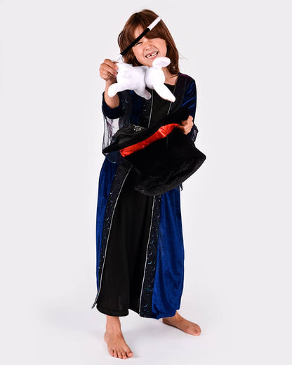 Chapeau de magicien avec lapin et baguette, taille ajustable