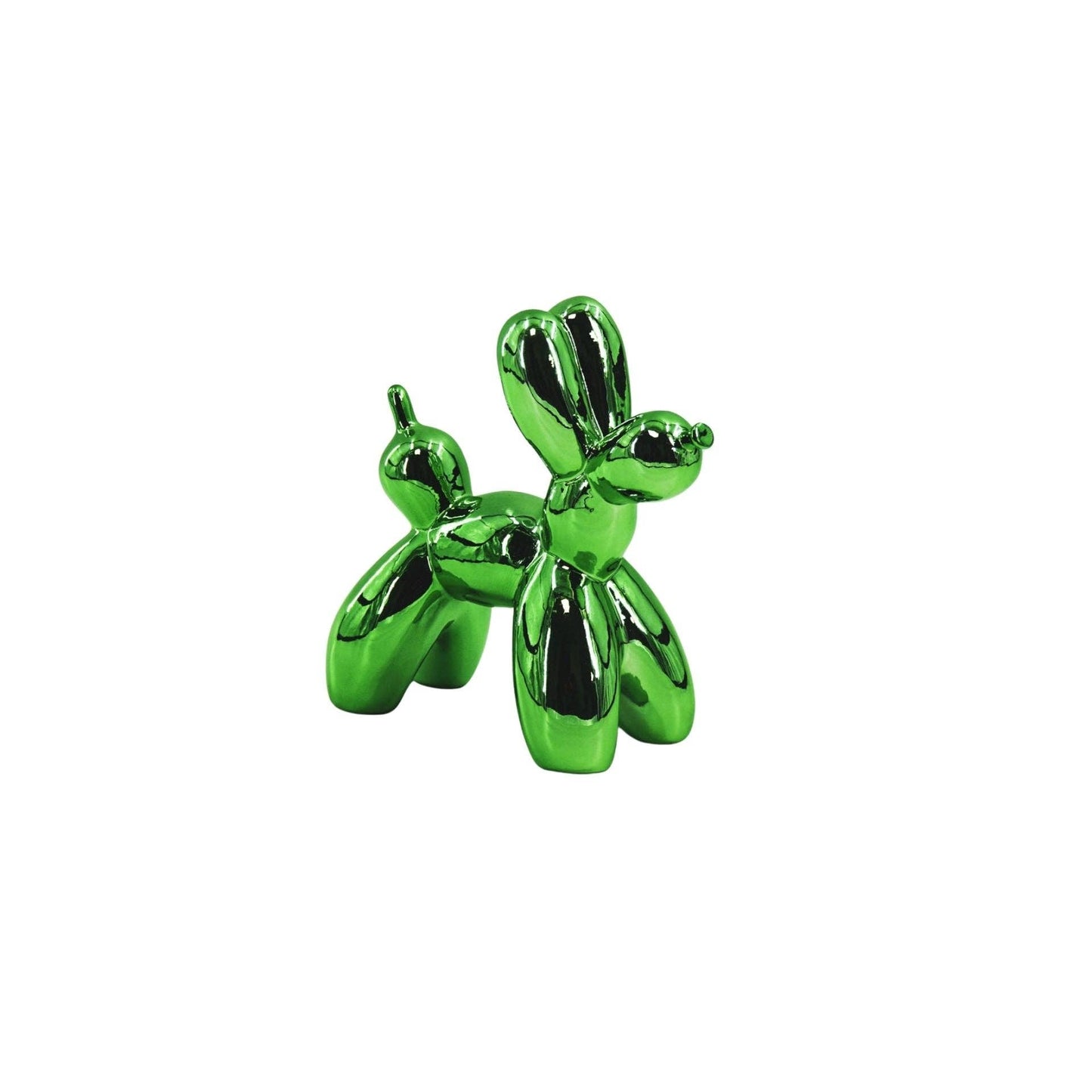Ornament - Balloon Dog Statue - Ceramic - Metallic Green - 20x9x19 cm