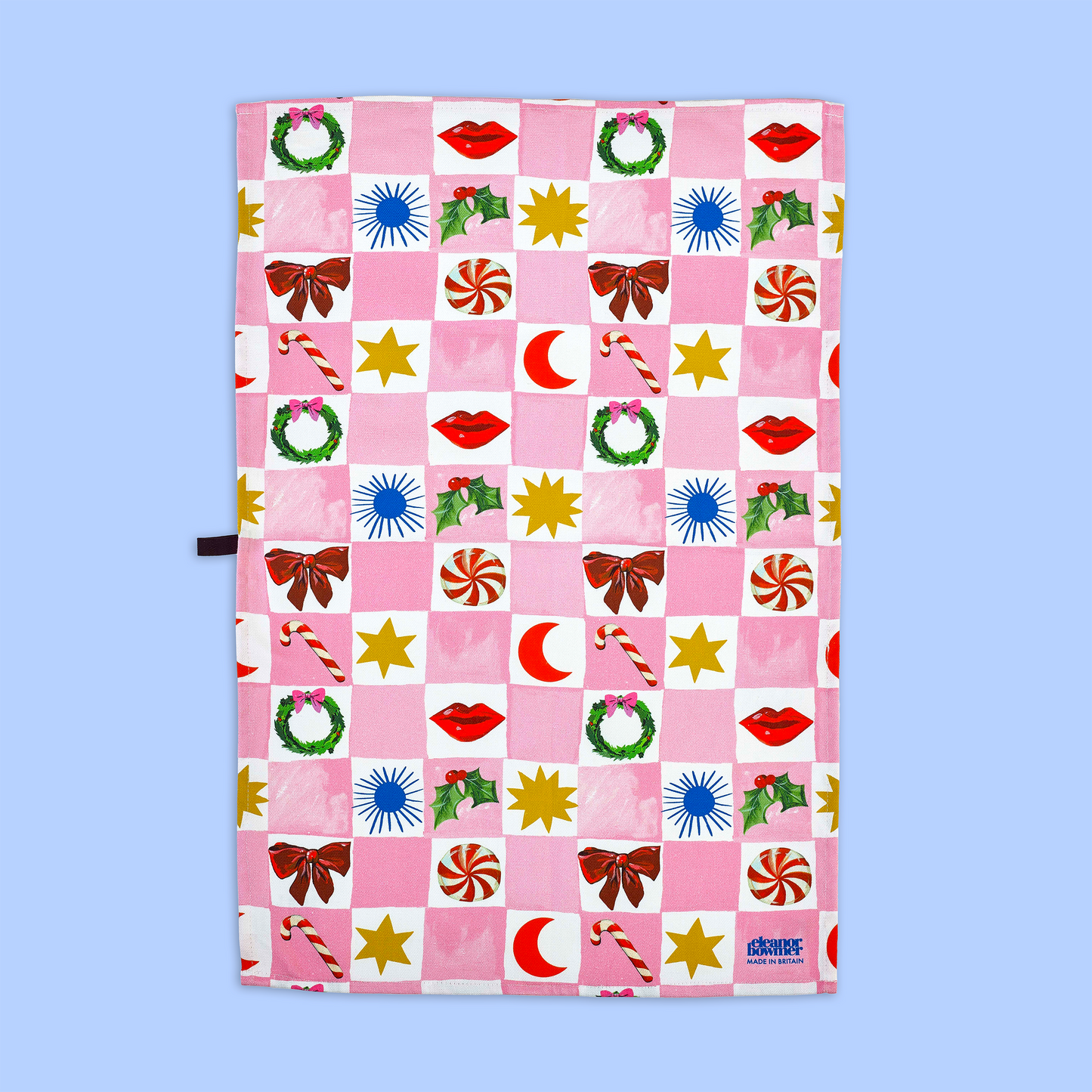Kissmas checkered tea towel