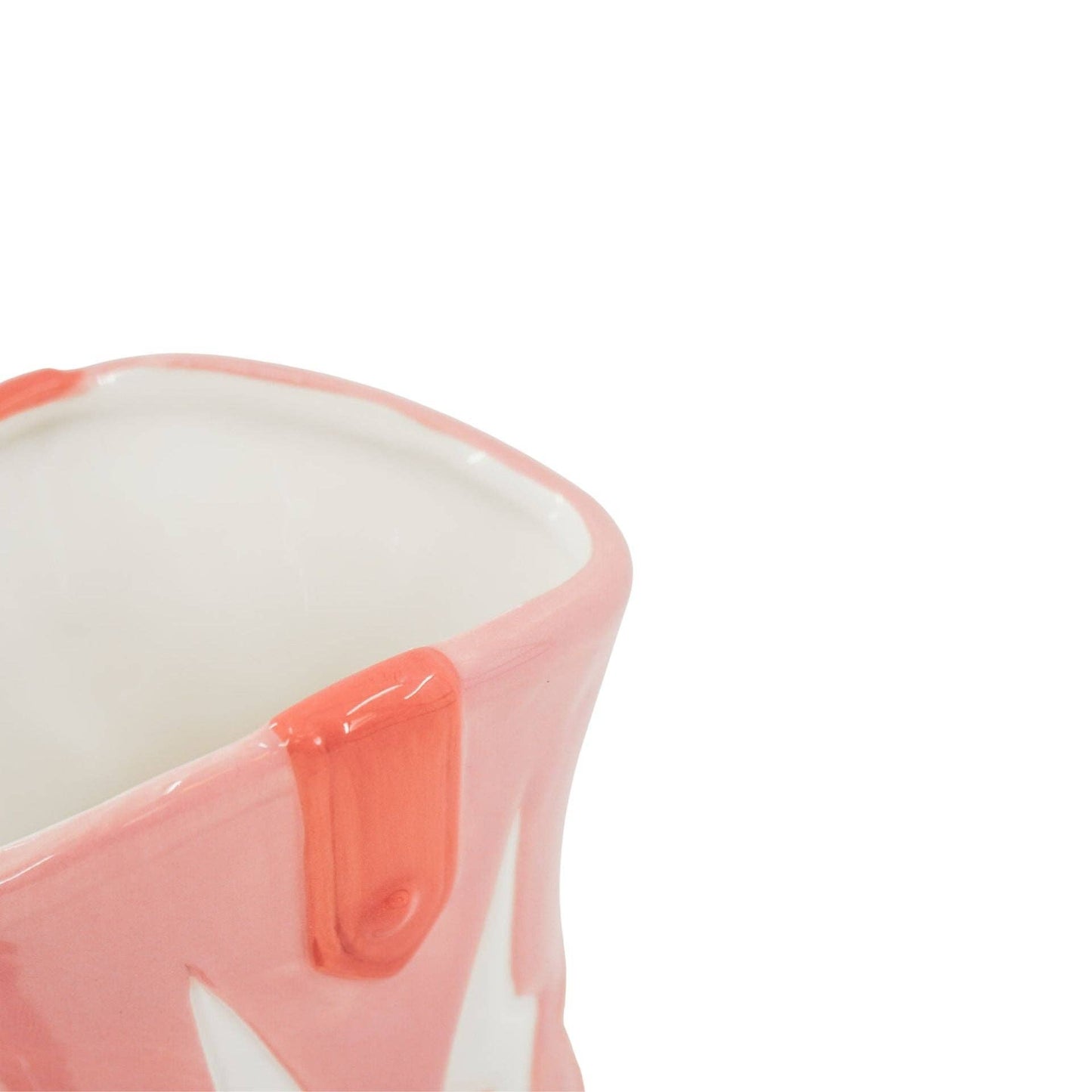 Vaso de flores em forma de bota com chapéu de discoteca - Cerâmica - Rosa/Laranja - 16,5 x 10,5 x 26,5 cm