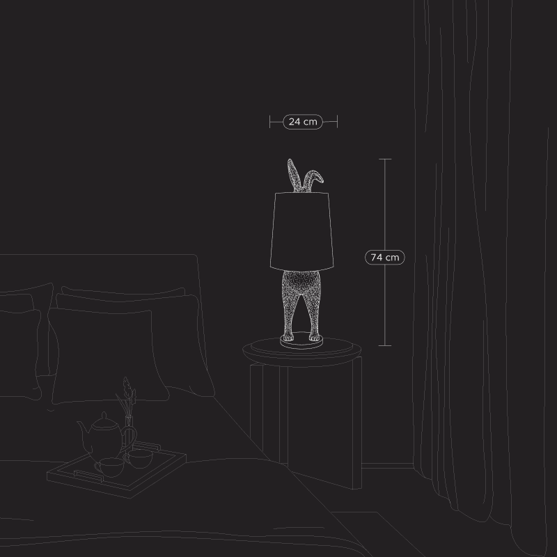 Hiding Bunny® テーブルランプ、ゴールド/マゼンタ、24 x 24 x 74 cm