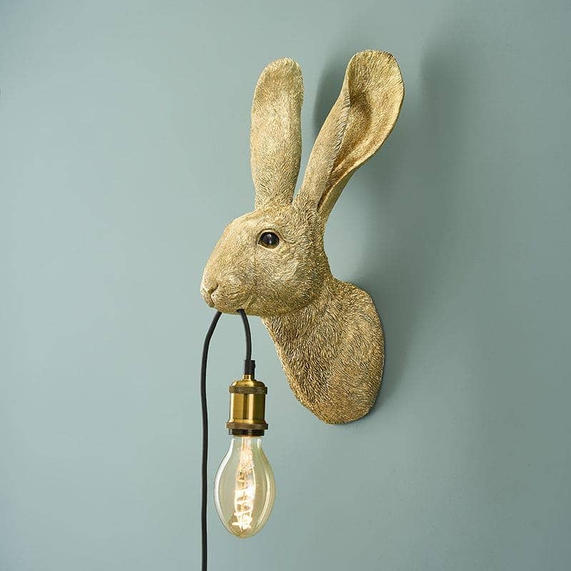 Applique murale Hasi, résine polyuréthane dorée, 22 x 19 x 46 cm