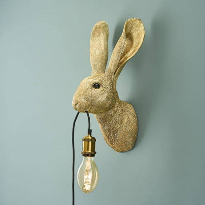 Applique murale Hasi, résine polyuréthane dorée, 22 x 19 x 46 cm