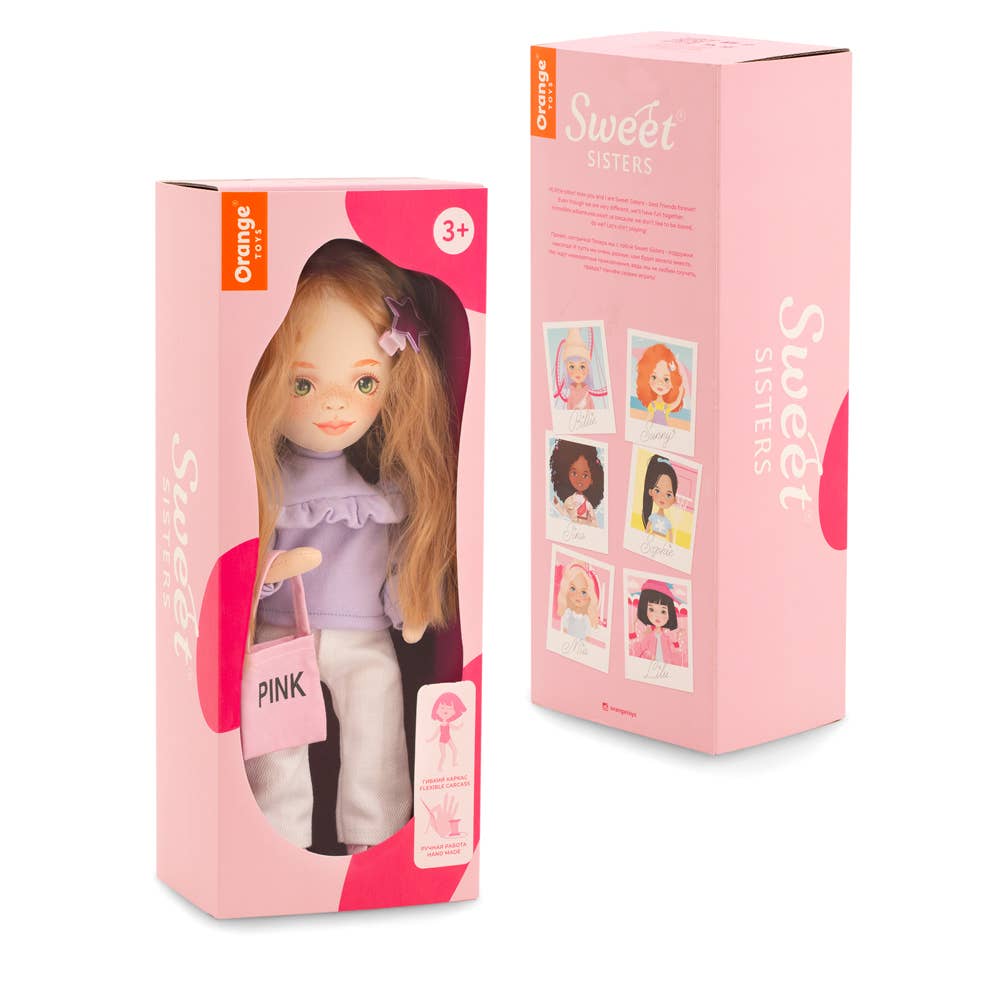 Muñeca Sunny con suéter morado, 32 cm
