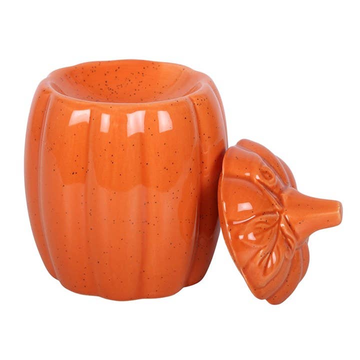 Grand brûle-parfum en forme de citrouille orange avec couvercle