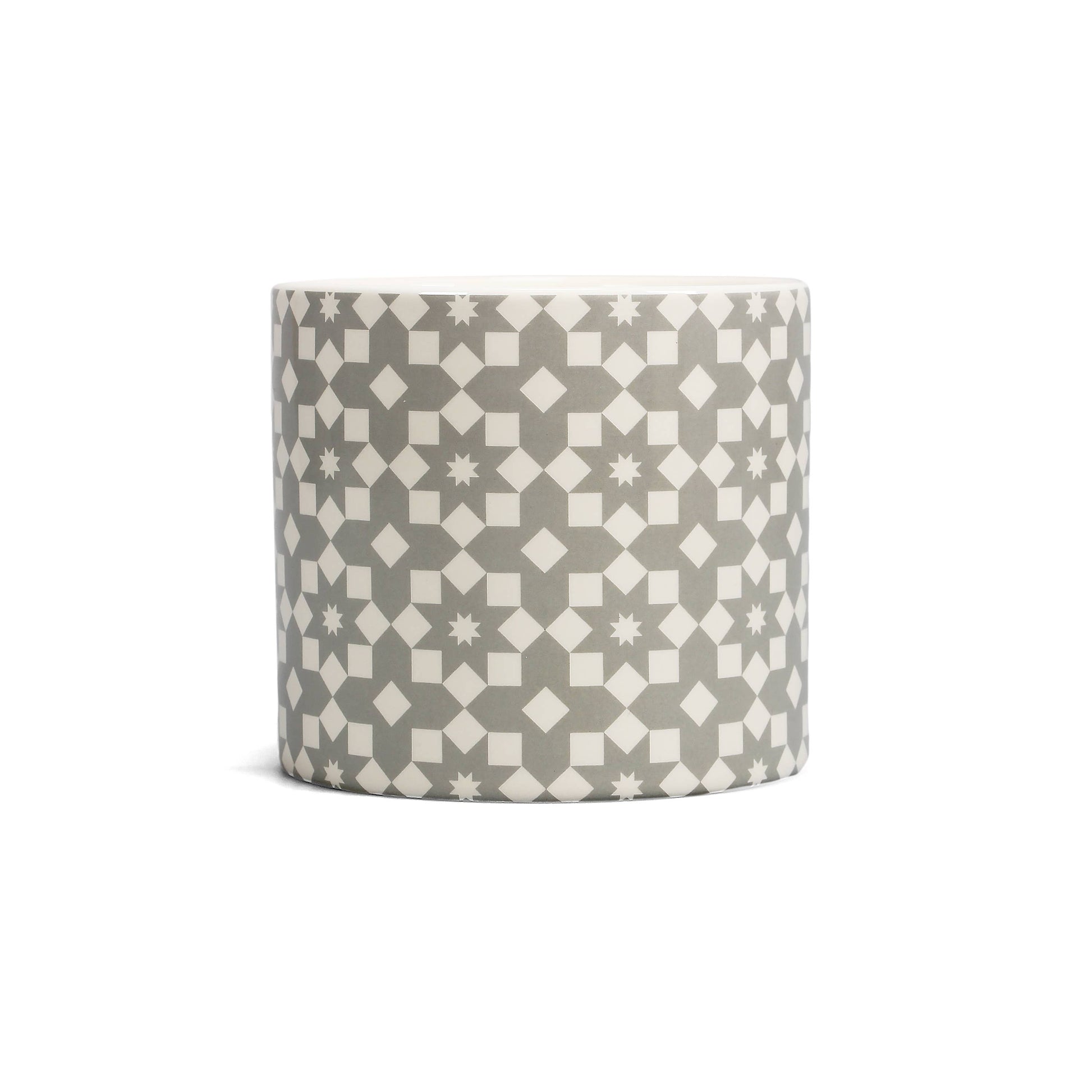 Pot de fleurs Carreaux - fleurs grises