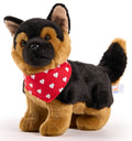 Peluche Berger Allemand, Debout, avec Écharpe (Motif en Forme de Cœur), 26 cm (Longueur)