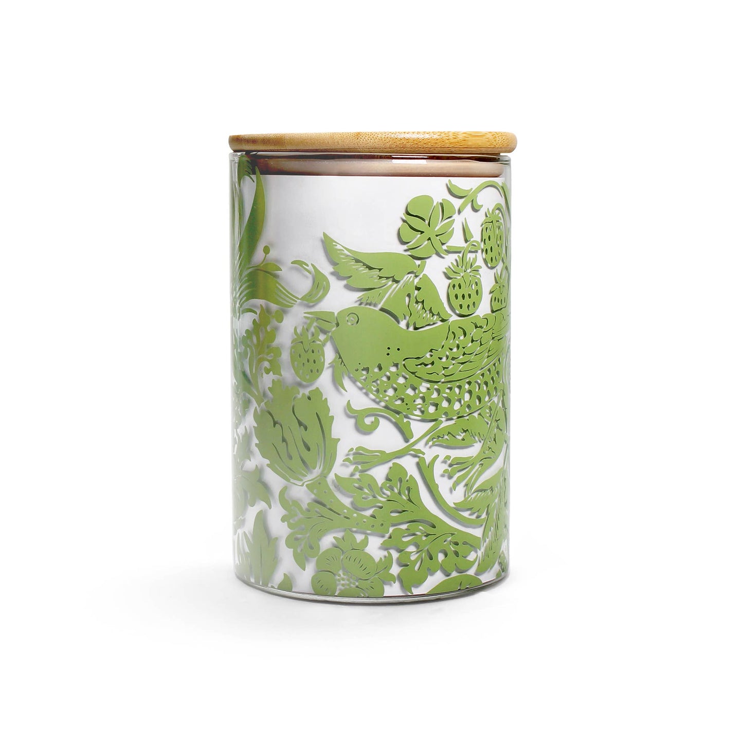 Voedselbewaarcontainer van William Morris, gemaakt van saliegroen glas.