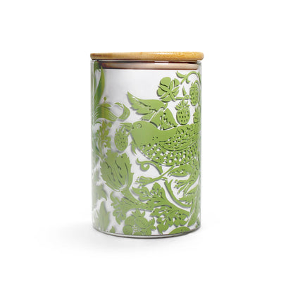 Voedselbewaarcontainer van William Morris, gemaakt van saliegroen glas.