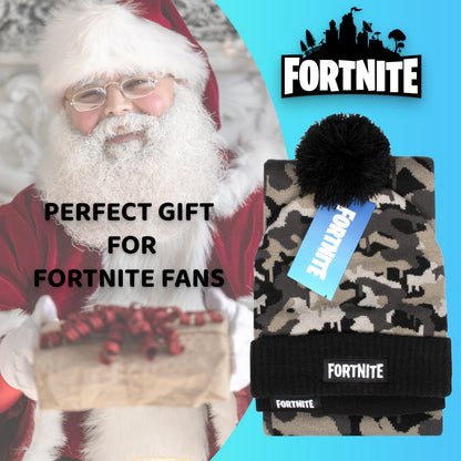 FORTNITE Hat & Scarf Set - Camo Grey