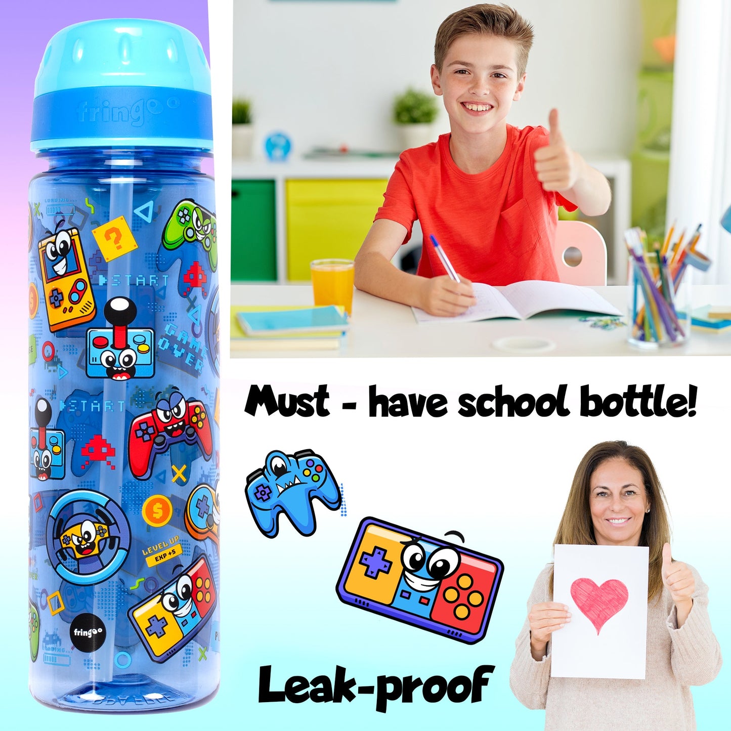 Gourde – Straw Bottle – Gaming Faces