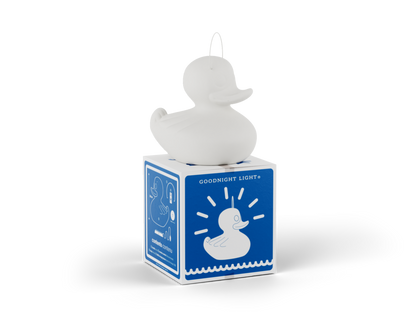 Child-safe white floating duck night light by Goodnight Light for kids pool