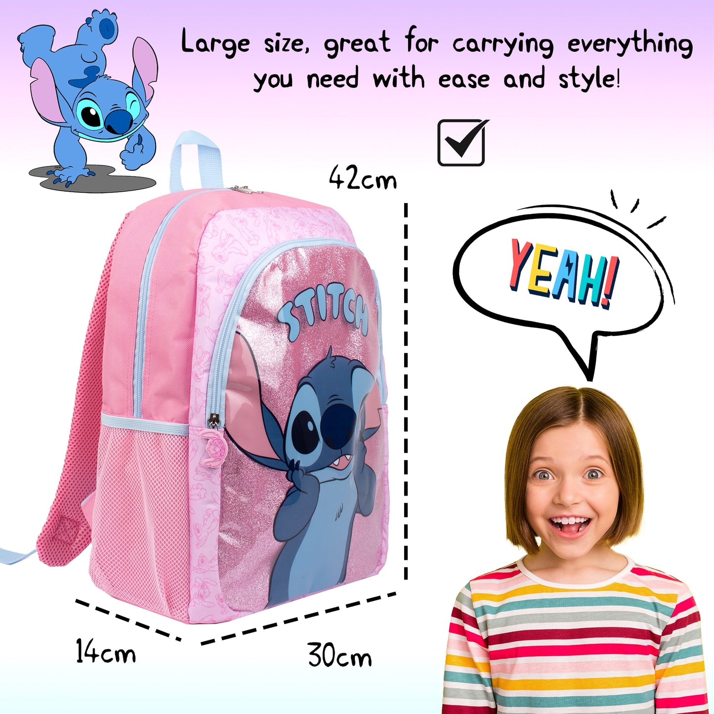 Disney Stitch pailleté Sac à dos fille