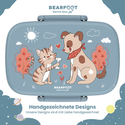Brotdose Kinder Fächern, leicht & auslaufsicher - Hund Katze