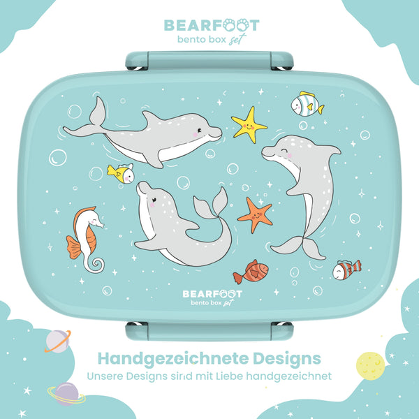 Kids' Lunch Box with Compartments, Lightweight & Leakproof - Dolphin