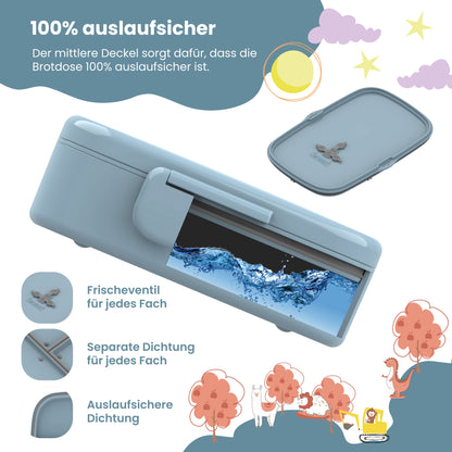 Brotdose Kinder Fächern, leicht & auslaufsicher - Hund Katze