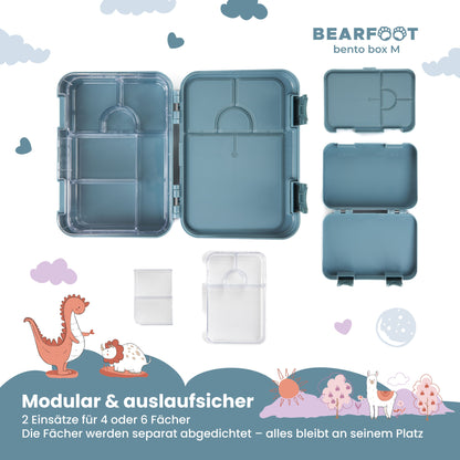 Kids' lunch box with compartments, Bento box - Blue monkey
