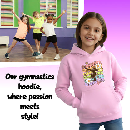 Fringoo Gymnastic Sweat à capuche for enfant Cotton Rich Soft Hooded Sweatshirt- Gymnastic Daisy- rose