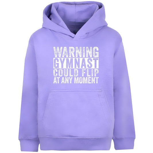 Fringoo Gymnastic Sweat à capuche for enfant Cotton Rich Soft Hooded Sweatshirt- Gymnast Warning violet