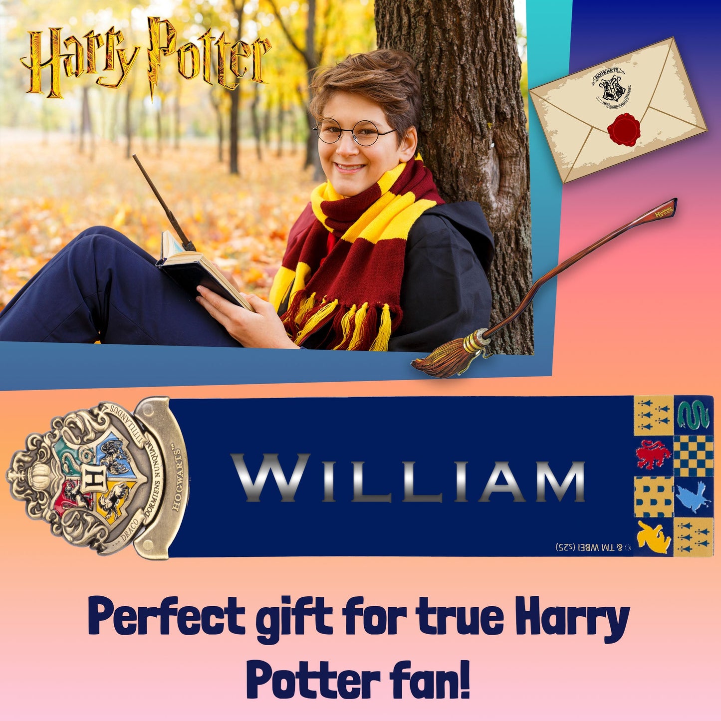 Harry Potter Crest Bookmark Navy bleu