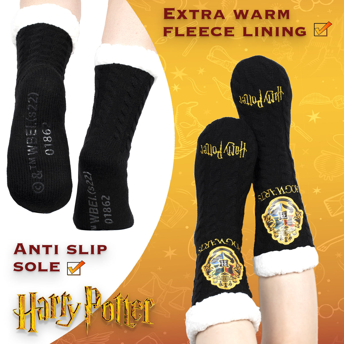 Chaussettes – Harry Potter Slippery – noir