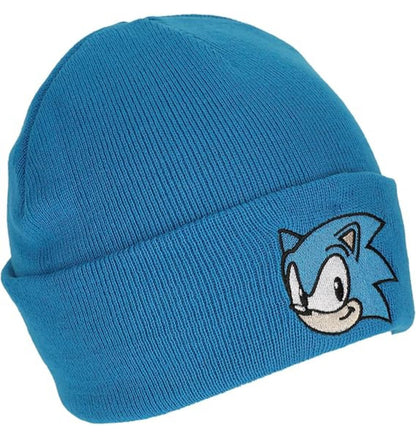 Bonnet côtelé bleu Sonic avec logo