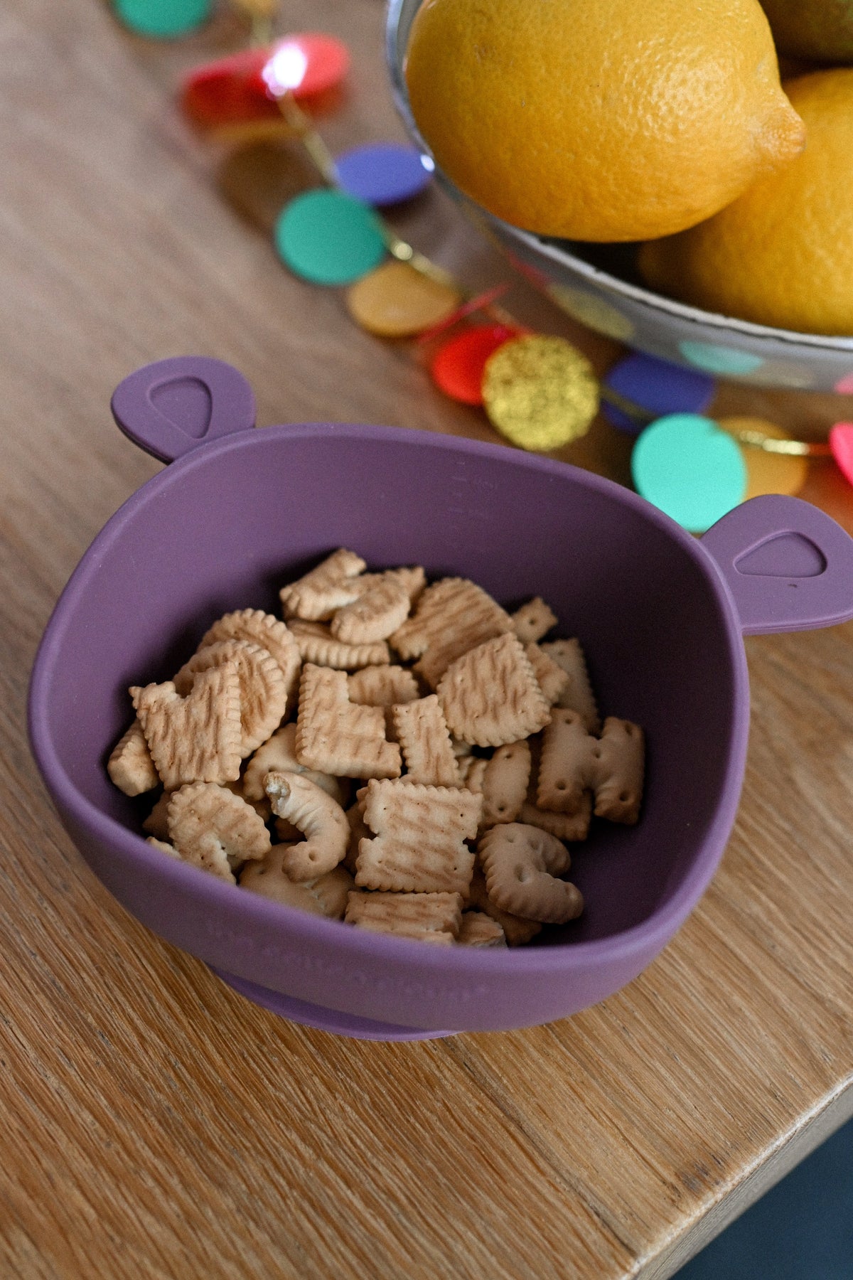 Bol à manger Lili l'Ours Silicone Prune