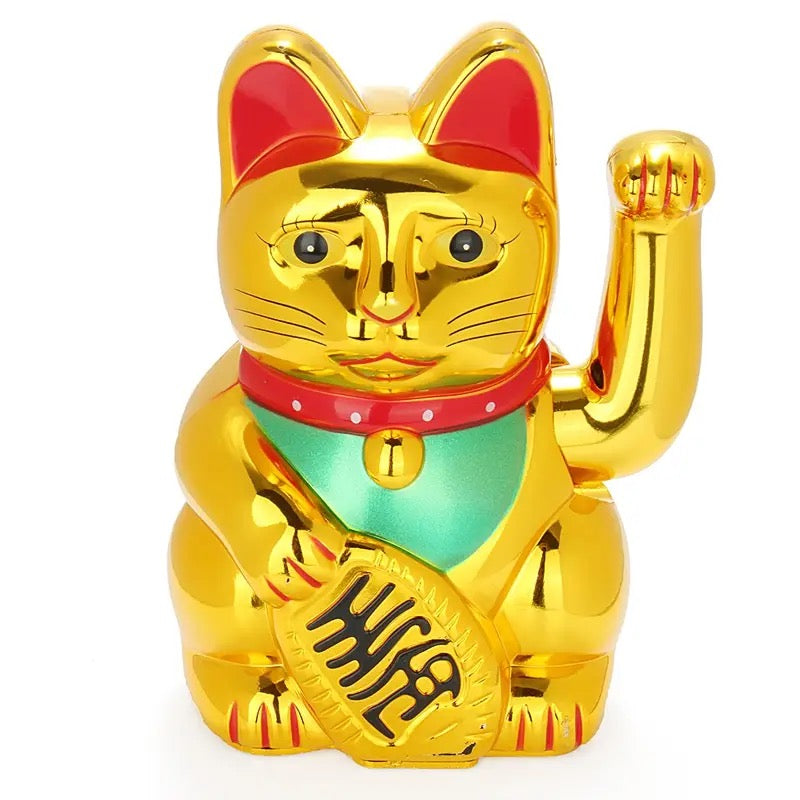 Chat Chanceux Doré Brillant