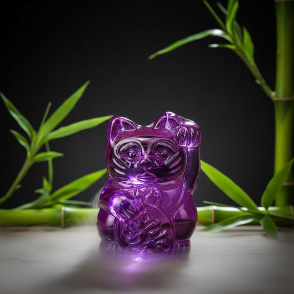 Estatueta Gato da Sorte Roxo