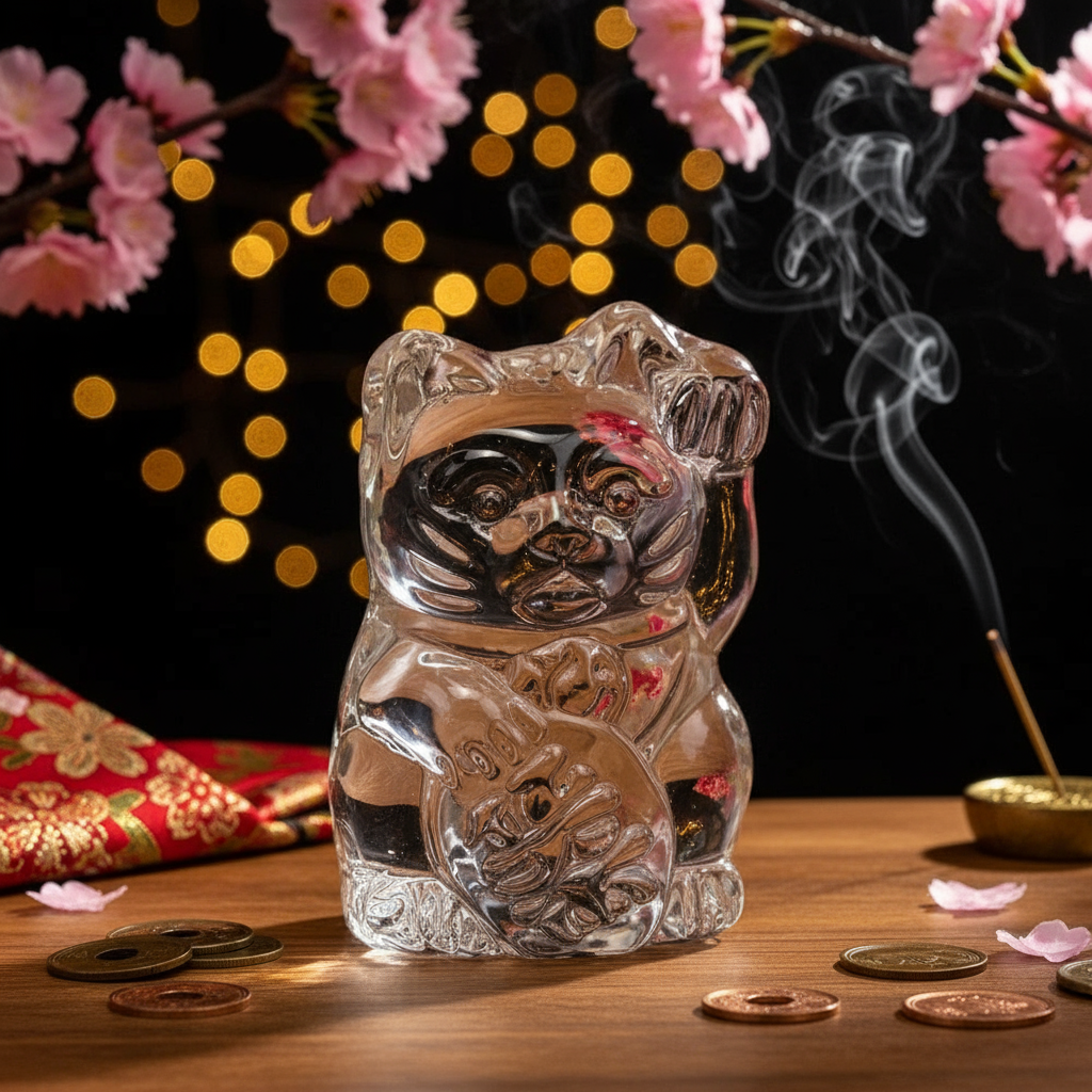 Estatuilla del gato de la suerte de color blanco