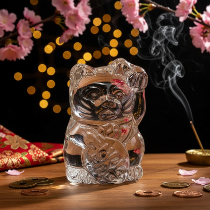 Estatuilla del gato de la suerte de color blanco