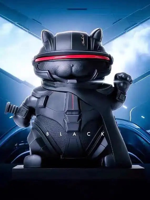 Estatueta Gato Cibernético da Sorte Preto