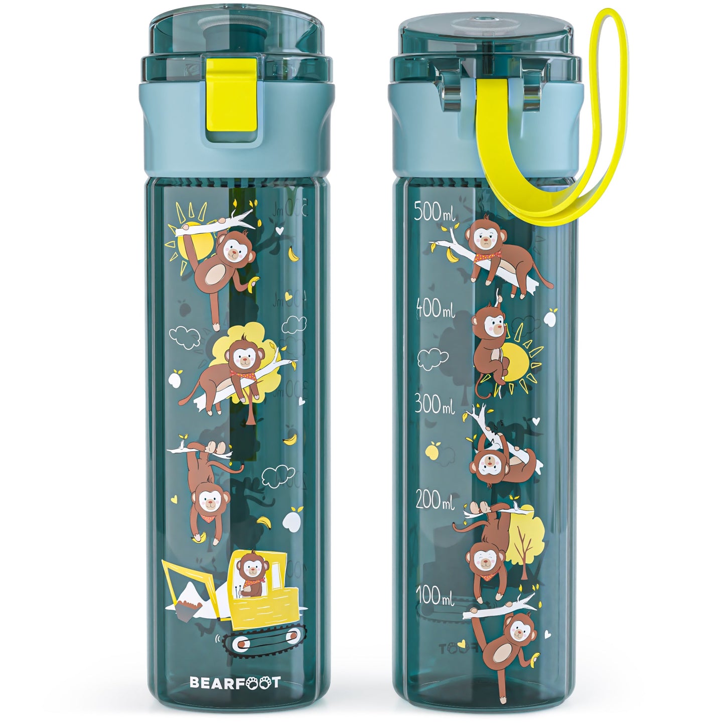 Kids' Water Bottle, 500ml, lightweight - Excavator-blue