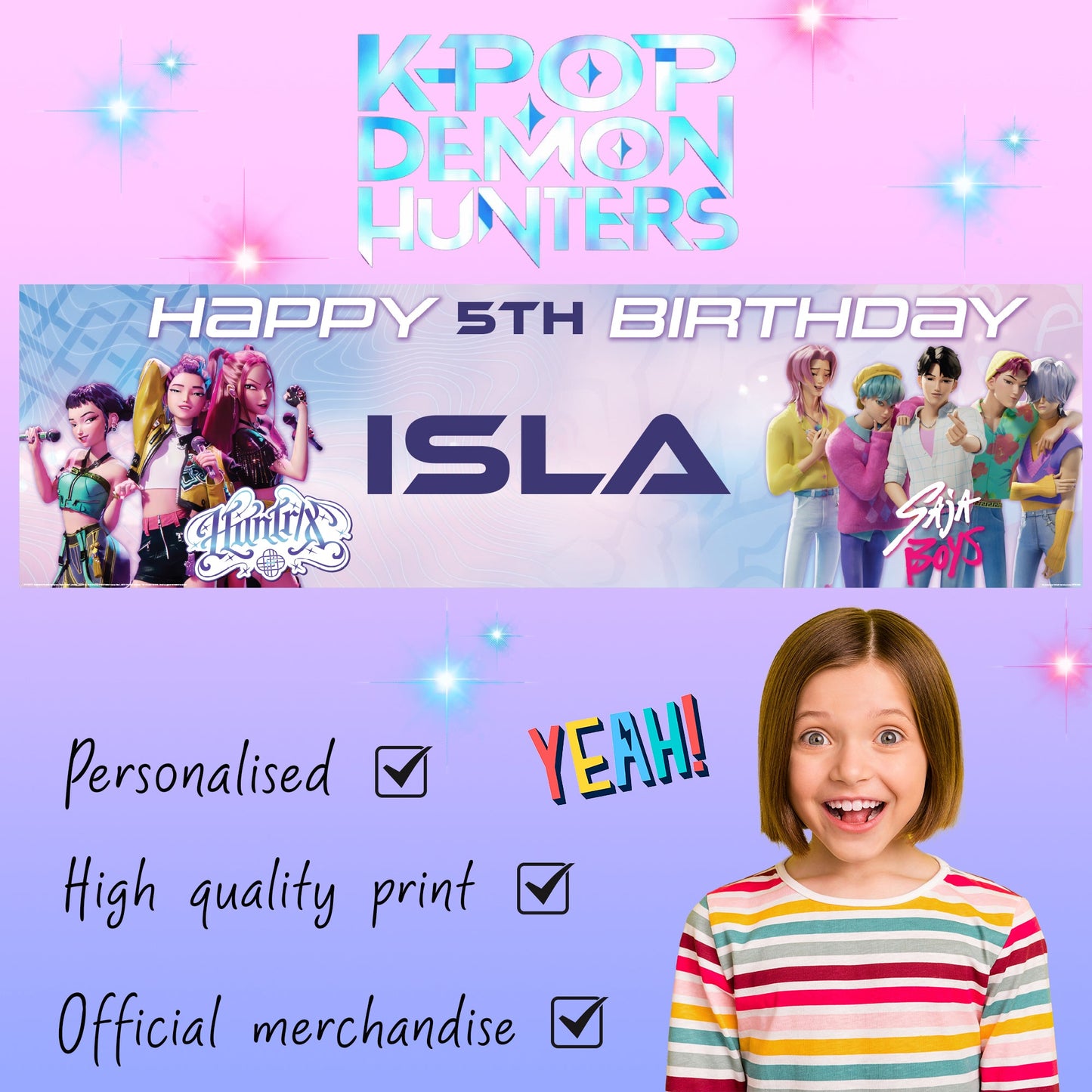 K-pop Demon Hunters Birthday Banner