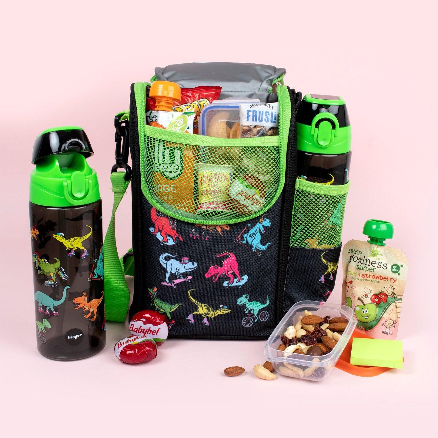 Straw Water Bottle - Dinosaur Skaters