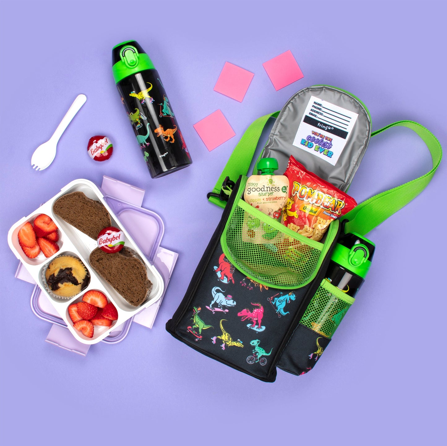 Sac repas avec bandoulière – Strap Lunch Bags – Dinosaurs Skaters